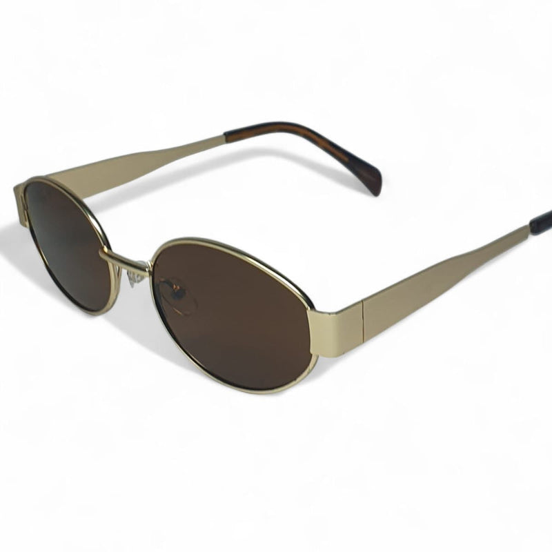 Retro Gold Oval Sunglasses – Vintage Brown Lens Edition