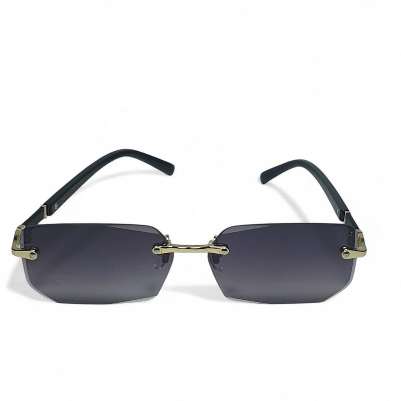 Elite Gold-Rimless Rectangle Sunglasses – Bold Luxury Edition