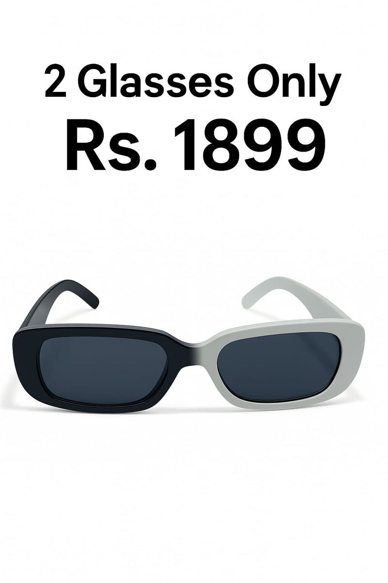 Mega Deal – 2 Classic Square Sunglasses (Black & Grey) | Unisex UV Protection Combo