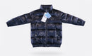 Shiny Blue Hoodless Puffer Jacket