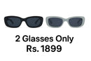 Mega Deal – 2 Classic Square Sunglasses (Black & Grey) | Unisex UV Protection Combo