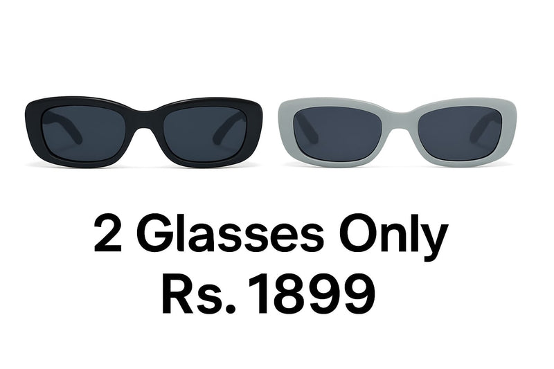Mega Deal – 2 Classic Square Sunglasses (Black & Grey) | Unisex UV Protection Combo